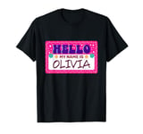 Hello My Name Is Olivia Personalized Name Tag T-Shirt