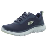 Skechers Homme Flex Advantage 5.0 AVANTAGE, Cuir Dura Bleu Marine avec Bordure Orange, 45 EU