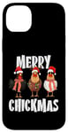 Coque pour iPhone 14 Plus Merry Chickmas Chapeau de Père Noël lumineux Motif poule