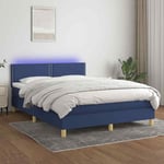 Sommier � lattes de lit avec matelas LED Bleu 140x190 cm Tissu