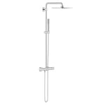 GROHE Vitalio Joy XXL 230 - Exposed Thermostatic Shower with Aquadimmer Function (23 cm Head Shower Rain Spray, Stick Hand Shower, Swivable 45 cm Projection Arm, Shower Hose 1.75 m), Chrome, 26365000