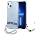 Guess GUHCP13SHTSGSB Hard Case for iPhone 13 Mini 5.4 Inches Blue Translucent Stap