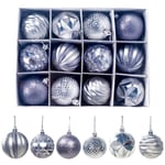 12pcs Christmas Balls Ornaments With Hanging Rope Party Decor Silver