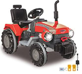 Jamara 460319 - Ride-On Traktor Power Drag Rouge 12V - 2 vitesses, Pédale D'accélérateur, Frein, 2 Moteurs d'entraînement Puissants, Batterie Puissante pour une Longue Durée De Conduite, Mode Vitesse, Son, Siège Réglable