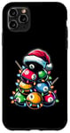 Coque pour iPhone 11 Pro Max Queue de billard en poils de boule de billard Chapeau de Noël