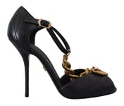 Dolce & Gabbana Chaussures Cuir Noir Or Devotion Coeur Sandales EU35/US4.5