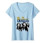 Womens The Beatles black and white skyline V-Neck T-Shirt