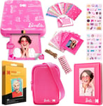 Barbie Step Slim Imprimante Photo Portable Sans Fil (Style Signature)+Étui Pour Appareil Photo Barbie,Album Photo,Autocollant Et Cadres Suspendus,50 Autocollants+Papier Zink (20 Feuilles)