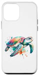 Coque pour iPhone 12 mini Art coloré aquarelle tortue de mer éclaboussure