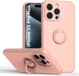 Coque Silicone Pour iPhone 15 Pro Max Couleur Rose Avec Anneau Support Little Bo