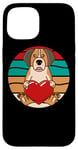 iPhone 15 Cuddly St Saint Bernard Valentines Day Heart Retro Dog Case