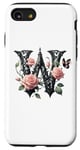 Coque pour iPhone SE (2020) / 7 / 8 Letter W Initial Floral Monogram Rose Pink Flower Butterfly