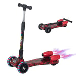 HOMCOM Child Wheel E-Scooter Light Music Water Spray Rechargeable 3-6 Yrs Red