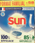 Sun x58 Tablettes Lave-Vaisselle Tout en 1 Standard Format Familial Eco Label