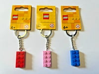 Lego Classic (2x4) Pink / Blue / Red Bricks Keychains Keyrings (x3)  - Brand New