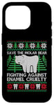 Coque pour iPhone 16 Pro Pull de Noël moche avec ours en molaire « Save The Molar Bear »