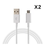 Lot 2 Cables USB Chargeur Blanc pour Sony Xperia C4 / C5 ULTRA / E5 / M4 AQUA - Cable Port Micro USB Mesure 1 Metre [Phonillico]