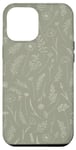 iPhone 15 Pro Max Wildflower Leaves Botanical Plant Line Art Sage Green Case