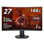 Dell S2721HGFA 27" Full HD (1920x1080) 1500R Écran PC Gaming Incurvé, 144Hz, VA, 1ms MPRT, AMD FreeSync Premium, Compatible NVIDIA G-SYNC, DisplayPort, 2x HDMI, Garantie 3 ans, Noir