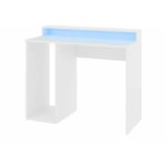 Bureau de gaming Hartford 324, Blanc, 78x106x48cm, led