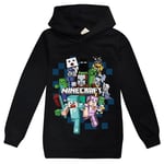 Barnens tecknade spel Hoodie Casual Långärmad Huvtröja Minecraft Grafisk Tröja för 5-12 år pojkar flickor-Xin Svart Black 5-6Years