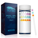 RUNBO 3 en 1 Testeur Piscine pour Eau de Piscine et Spa 150 Test durete d'eau pour Tester Chlore Libre, Le Brome L'alcalinité Totale et pH