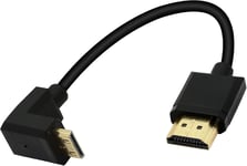 Mini Câble Hdmi Vers Hdmi 15 Cm 90 Degrés Haute Vitesse 4K Mini Hdmi Mâle Vers Hdmi Mâle Cordon Court Prend En Charge Ethernet, 3D, Retour Audio(Black Up)[YIN142082]