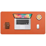 DOBAOJIA sous-Main Bureau, Tapis de Bureau, Tapis de Clavier et Souris, Tapis de Portable, Pad Écriture, Mouse Pad, pour Bureau/Maison/Gaming, PU Étanche + Suède Antidérapant 70 x 35cm (Orange)