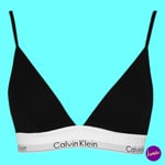 CALVIN KLEIN Women's Unlined Triangle Bralette, Modern Cotton, Black, XS (UK 8)