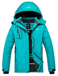 Wantdo Femme Manteau d'hiver Chaud Veste de Snowboard avec Doublure Veste Imperméable pour Voyage Travail Veste Isolée avec Capuche Amovible Bleu 2 M