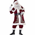 Plus Size Deluxe Sammet Juldräkt för Vuxna Cosplay Par Santa Claus Kläder Festkläder Juluniform Kostym för Män Kvinnor-e Red  Man XXXL