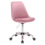 WOLTU BS60rs Tabouret à roulettes Chaise de Bureau en Velours Tabouret de Bureau pivotant 360° réglable en Hauteur,Rose