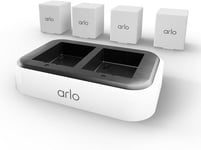 Arlo Certified Accessory 4X Rechargeable Battery & Dual Charging Station Set, Compatible with Arlo Pro 3, Pro 4, Pro 5, Ultra 2 Outdoor Security Camera, White