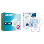BRITA MAXTRA PRO All-in-1 Water Filter Cartridge 12 Pack (New) & Marella XL Water Filter Jug White (3.5L) incl. 1x MAXTRA PRO All-in-1 Cartridge