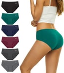 Culotte Femme Coton sous-vêtements Femme Stretch Taille Moyenne Panties Slip Respirant Multipack Paquet de 6, Dark L