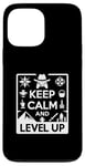 Coque pour iPhone 13 Pro Max Keep Calm and Level Up Gamer pour les joueurs amusants