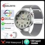 2024 Uutta Huawei Gt4 Pro Smart Watch Miesten Hd Amoled Screen Gps Nfc Kellot Ip68 Vedenpitävä Syke Verensokeri Älykello_Silver-Mesh-Belt