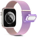 Higgs Métal Bracelet Compatible avec Bracelets Apple Watch 40/41/38mm 46mm 44mm Ultra 2 49mm 45mm 42mm Homme, Bracelet Double Magnétique pour iWatch Series 10 9 SE(se 2) 8 7 6 5 4 3 2 1,Metal Milanais