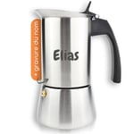 Milu cafetière Italienne Induction avec gravure | 2, 4, 6, 9 Tasses | Cafetière Moka en INOX, Espresso Maker Acier Inoxydable, Ensemble comprenant un sous-verre (6 tasses 350ml)