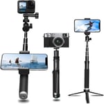 Perche à Selfie trépied pour GoPro Hero 13 12 11 10 9 DJI Osmo, Perche à Selfie en Aluminium 35,4"" avec rotule à 360 ° Support de téléphone pour Appareil Photo iPhone Sony Nikon Canon Camera