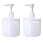 Cosywell Lot de 2 distributeurs à Pompe en Plastique Rechargeables à Large goulot sans BPA pour Cuisine, Salle de Bain, Douche, Lotion, shampooing, après-shampoing (Blanc, 2 x 500 ML)