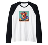 Golden Dog Music DJ Turntables Mixing Vinyl Records Graphic Raglan Baseball Tee