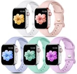 CeMiKa 5pack Bracelets Compatible avec Apple Watch Bracelet 41mm 38mm 40mm 42mm, Sangles Sport Silicone Souple pour iWatch Series 10 9 8 7 6 5 4 3 SE Ultra/Ultra 2, Hommes Femmes, Colour E