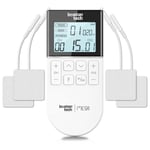 Boston Tech® Elettrostimolatore Muscolare | 3 en 1: TENS + EMS + Fitness | Soulagement Efficace de la Douleur + Entraînement | 2 Canaux + 50 Modes + 16 Niveaux d’Intensité + Étui Inclus + 4 Électrodes