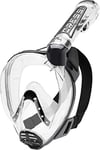 Cressi Duke Full Face Snorkel Dry Mask - Available in Standard Version or with Action Cam Holder, Adult Unisex,Clear/Black,M/L