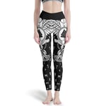 Banniyouall Pantalon de yoga taille haute Viking Ravens et Valknut - Pour femme - Taille haute - Extensible - Cadeau idéal - Blanc - Taille 4XL