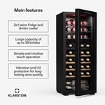 Wine Cooler Drinks Fridge 2 Zone Refrigerator Bar Chiller 36 Bottles Glass Door