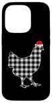 Coque pour iPhone 14 Pro Chemise de Noël poulet noir et blanc Buffalo Plaid Pyjama