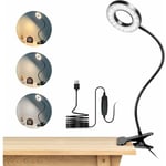 Forehill - Lampe de Bureau à Pince 48 led Flexible à 360°Lampe Lecture Clipsable 3 Modes d'Éclairage &10 Niveaux de Luminosité Lampe Bureau Led usb