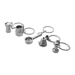 3X(5PCS  Barista Coffee Tamper Keychain Espresso Portafilter Moka Pitcher Keyrin